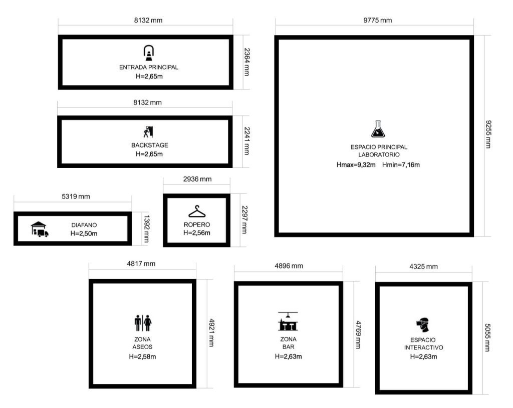 Espacio Octogon _ Plantilla distribucion de espacios-B&W